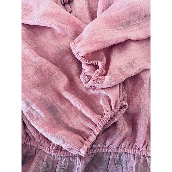 Lush Women’s XL Cori Ruffled Crop Long Sleeve Blouse Pink Boho - Picture 8 of 11